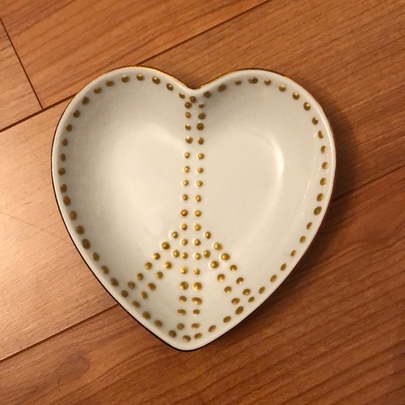 Pottery Barn | Heart/Peace Sign | Dish White/Gold - Picture 4 of 4